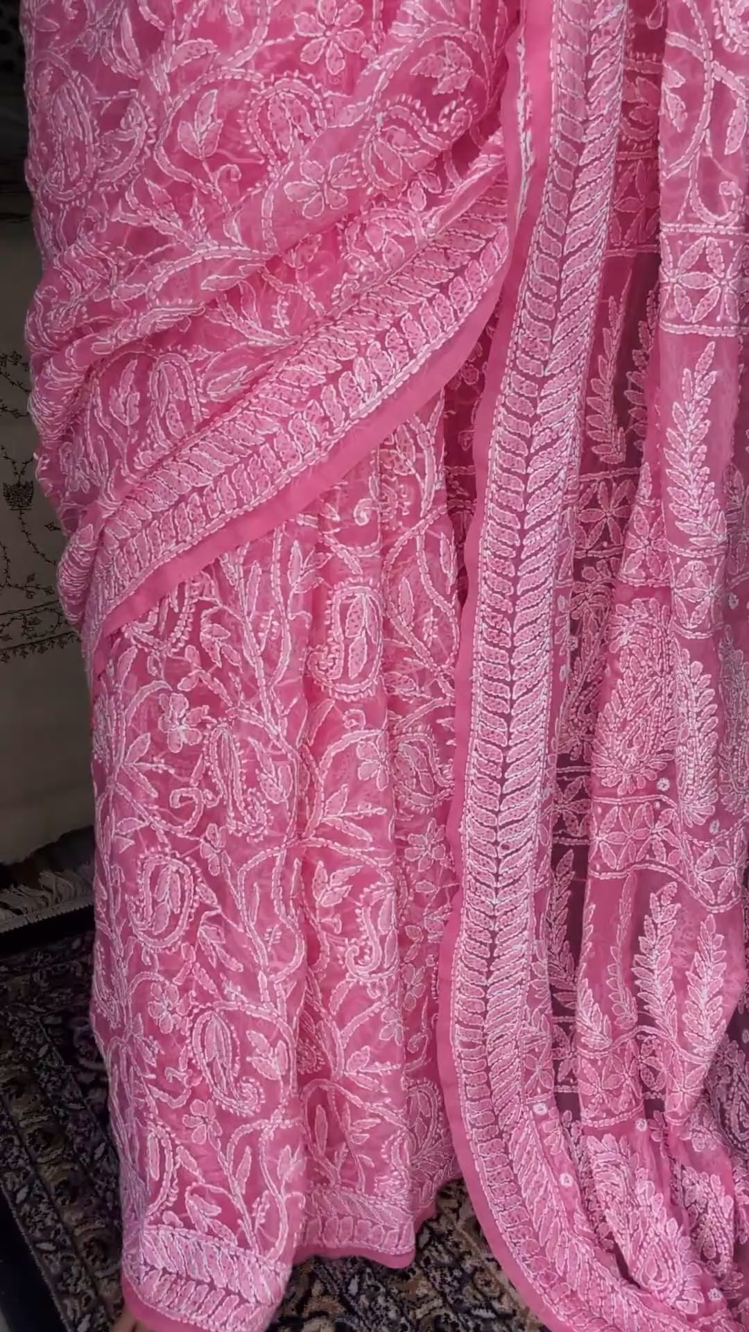 Baby Pink Full Jaal Saree