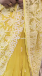 Yellow Half Jaal Saree