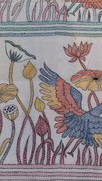 Swan Hand stitched Kantha saree