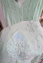 Mint green pure viscose gorgette kurta size 44