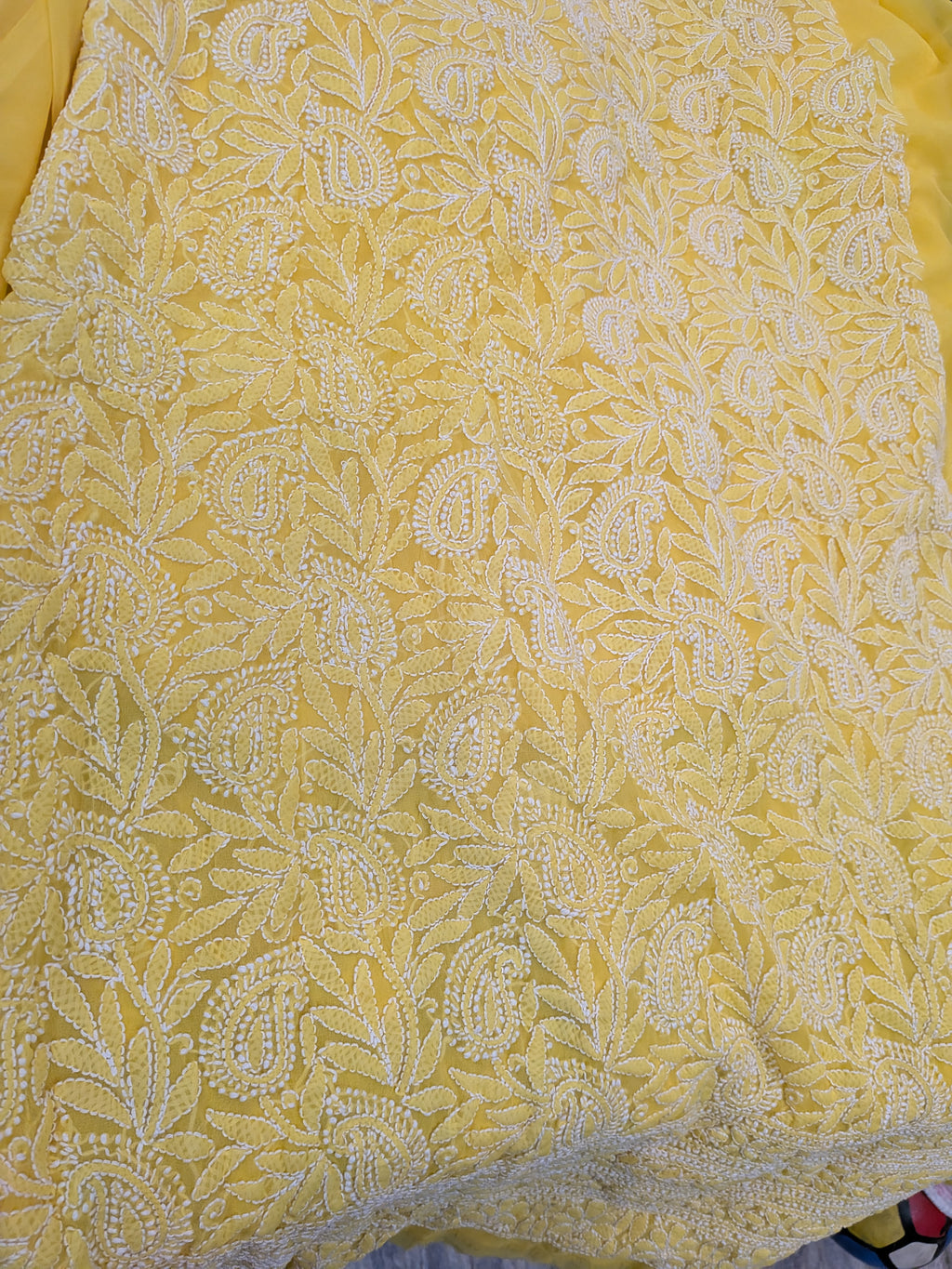 Yellow unstitched jaal suit