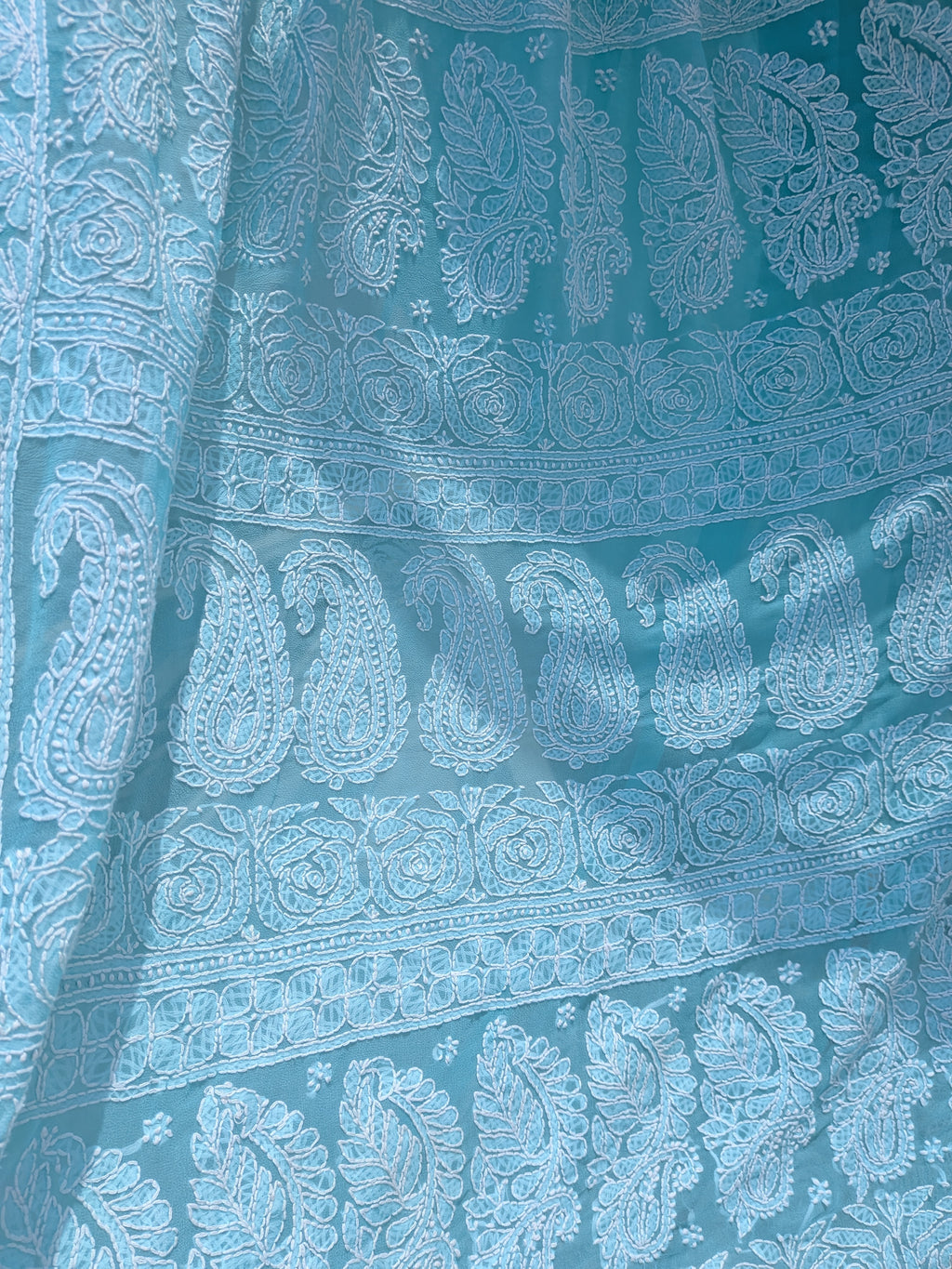 Sea green half jaal saree