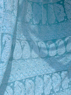 Sea green half jaal saree