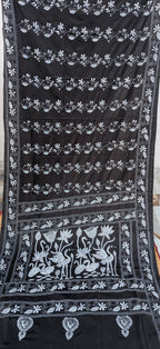 Black Kantha on semi silk