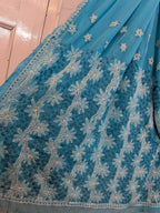 Firozi blue Palla Border Saree