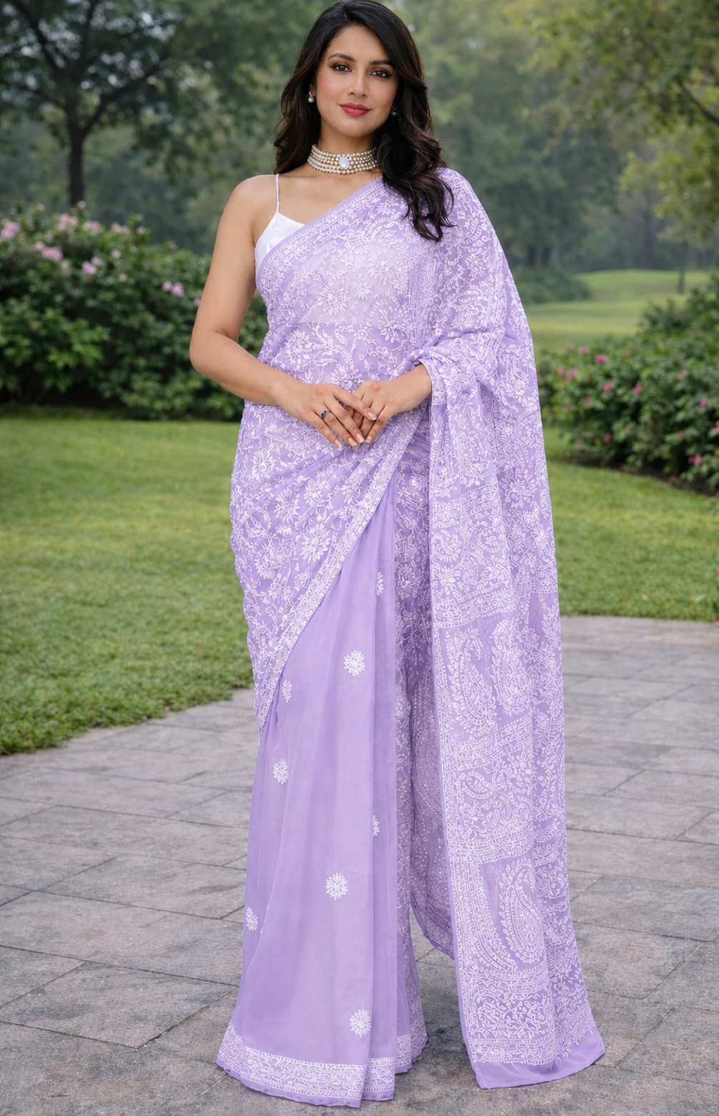 Lavender  half jaal saree