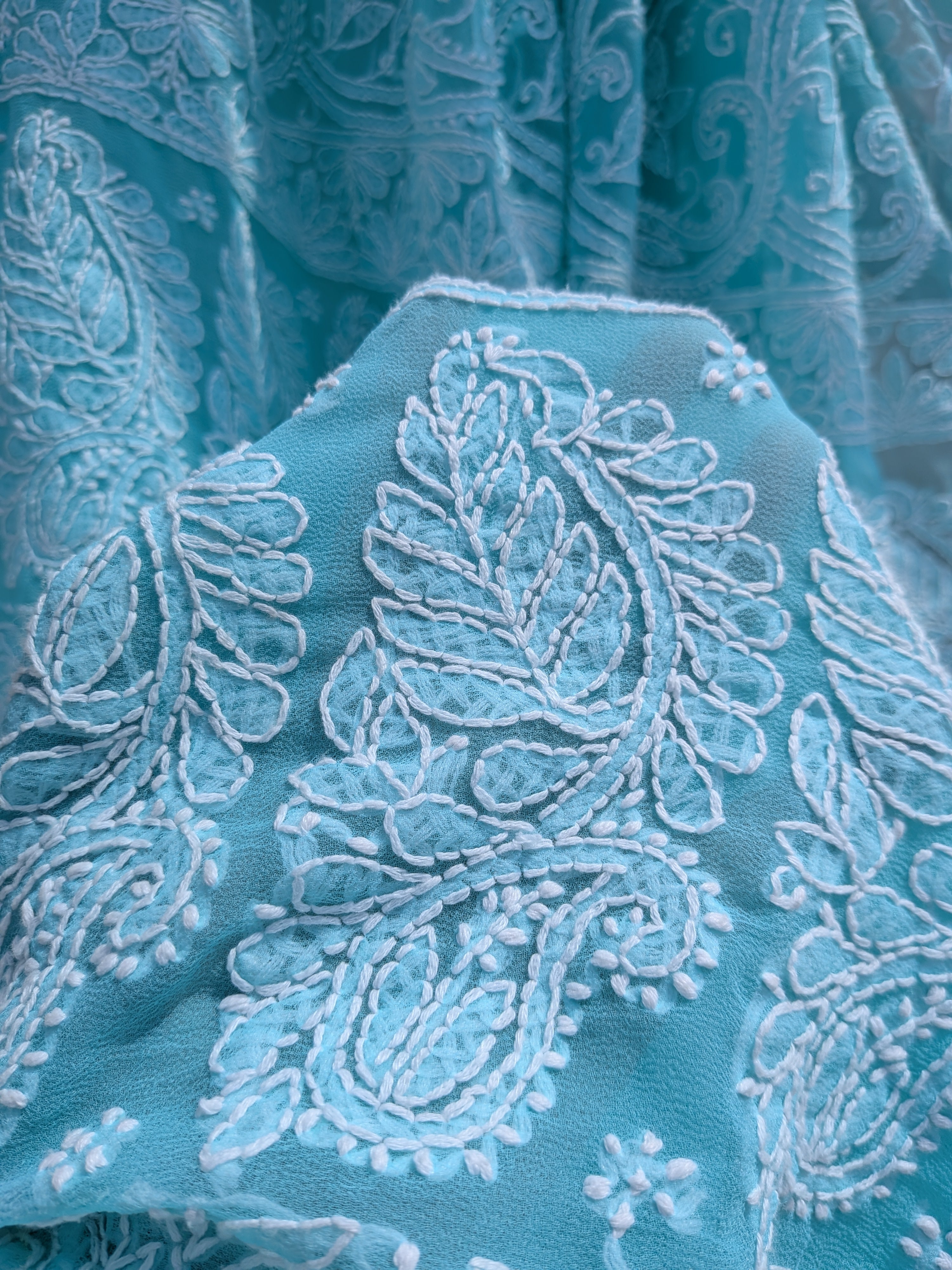 Sea green half jaal saree