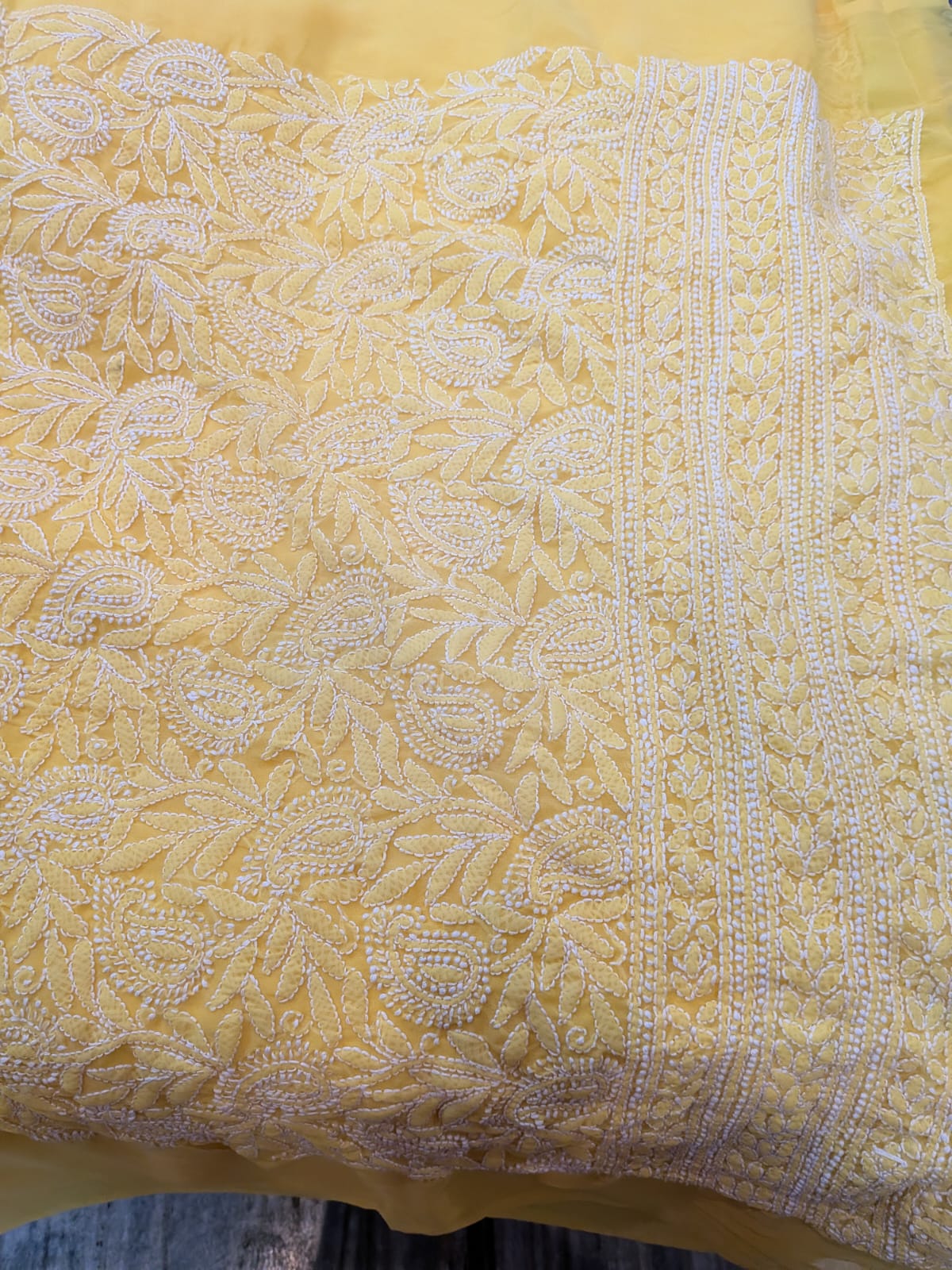 Yellow unstitched jaal suit