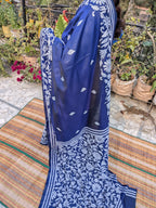Royal blue kantha saree