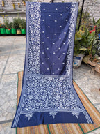 Royal blue kantha saree