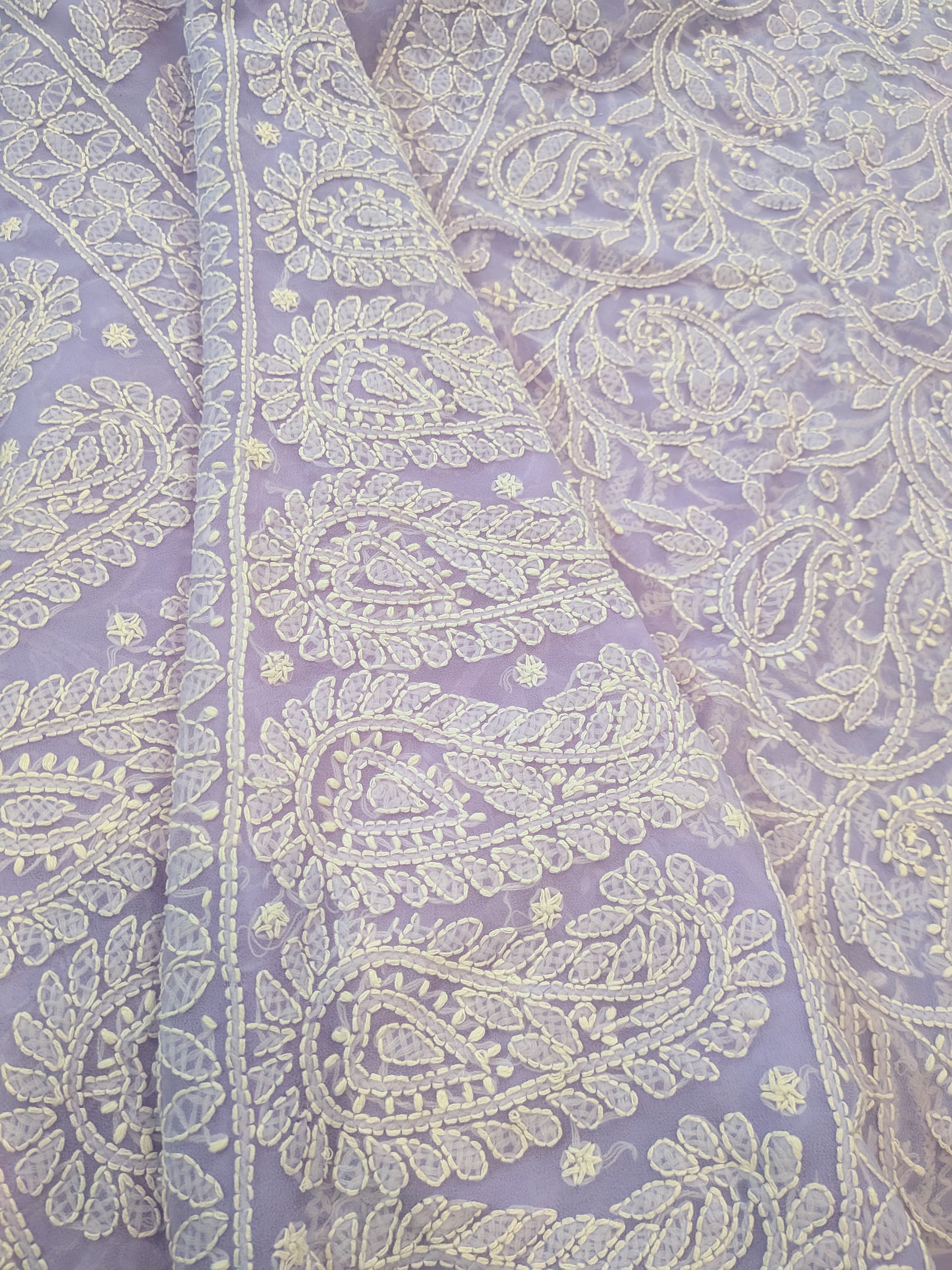 Lavender Full Jaal Chikankari Saree