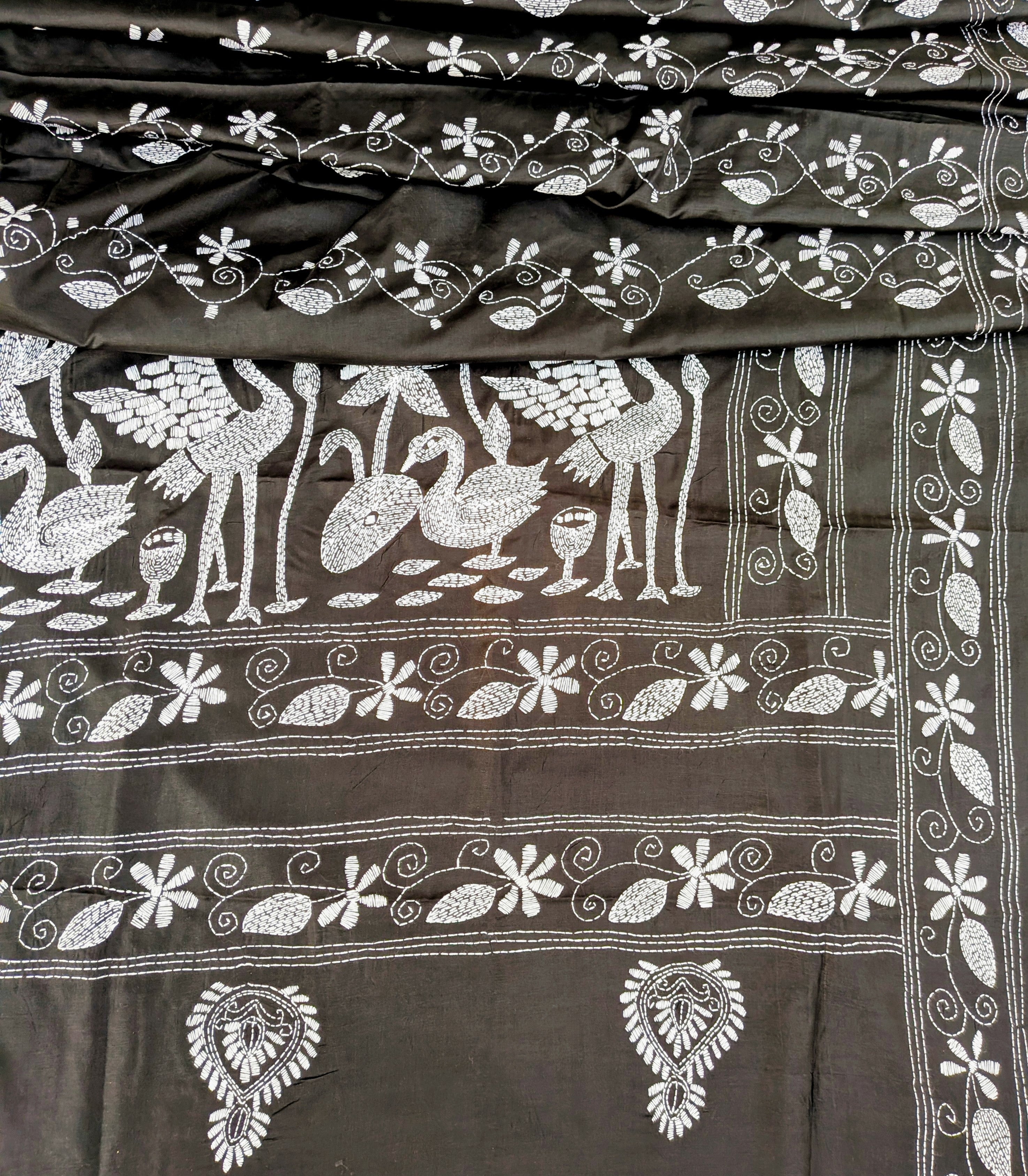 Black Kantha on semi silk