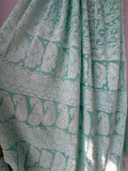 Sea green half jaal saree