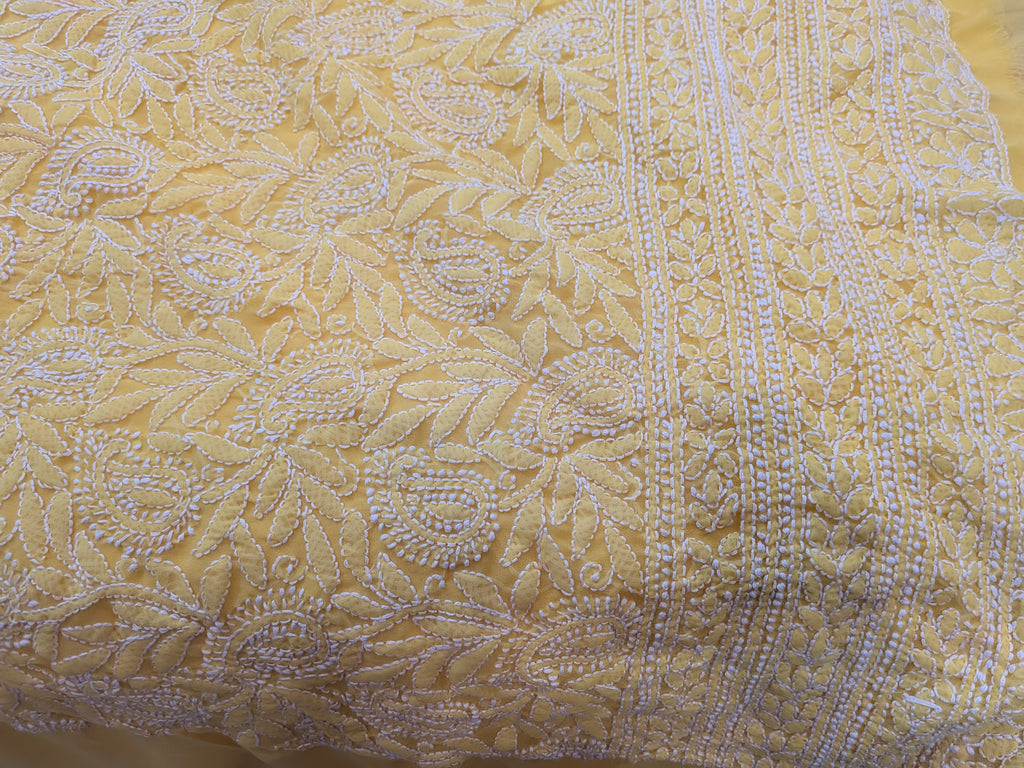 Yellow unstitched jaal suit