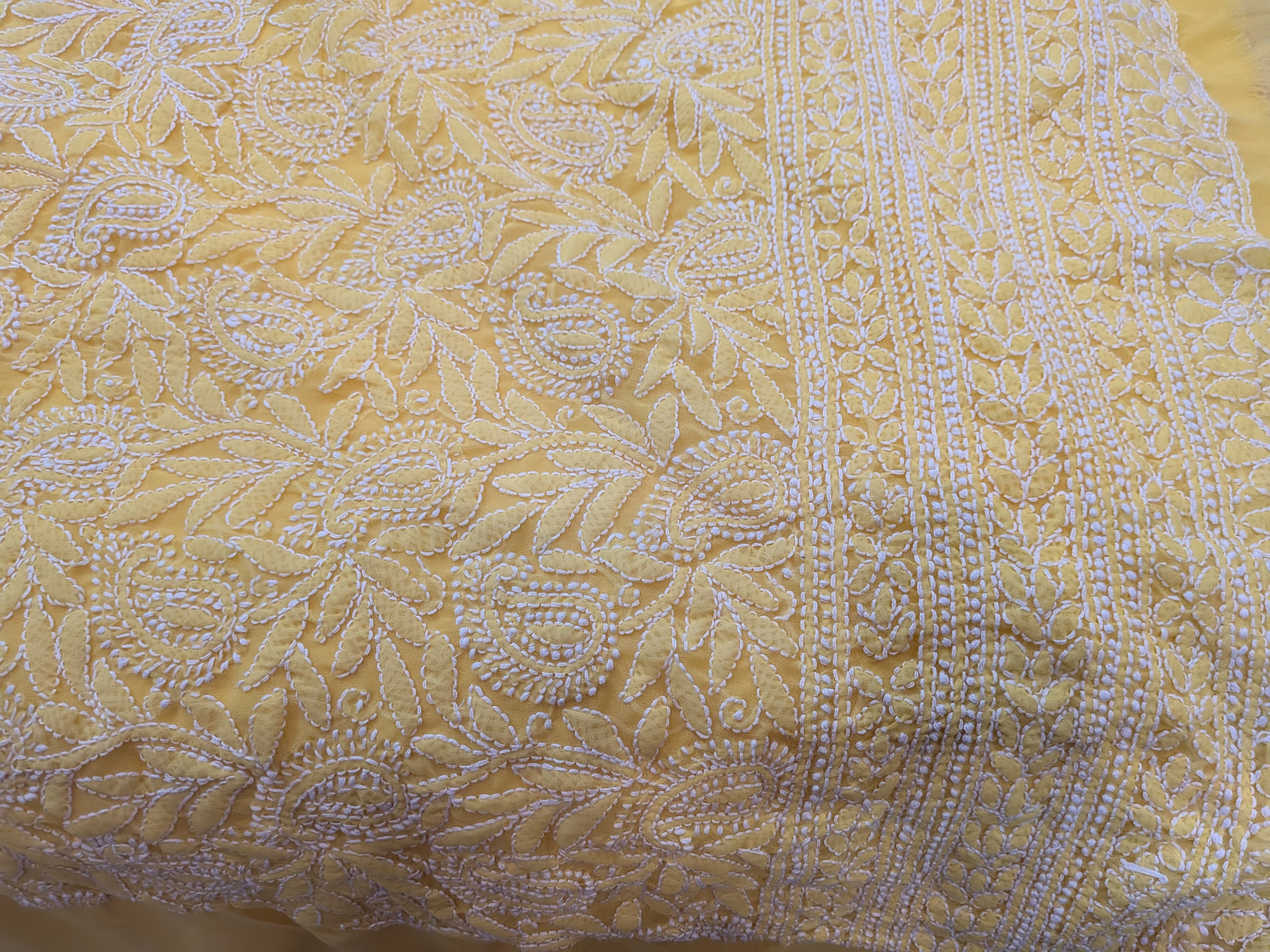 Yellow unstitched jaal suit