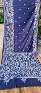 Royal blue kantha saree