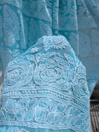 Sea green half jaal saree
